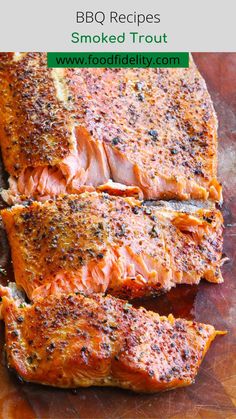 grilled salmon on a cutting board with text overlay