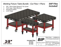 two tables with wheels on each side and the measurements for each table are shown below