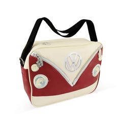 PRICES MAY VARY. Bus FRONT: the shoulder bag is in red and cream, with two exterior pockets in VW Bus design, and an adjustable wide shoulder strap. Dimensions: 34 x 11 x 26 cm (13.4 x 4.3 x 10.2 inches). PRACTICAL DETAILS: Our VW bag offers ample storage space in addition to the main compartment, ensuring high carrying comfort and featuring a generous zipper opening. MULTIFUNCTIONAL: These iconic shoulder bags can be used for university, the office, or as an everyday companion. TECHNICAL DETAIL Vw Logo, Bus Design, T1 Bus, Baby Hospital Bag, Hospital Bag Essentials, Travel Messenger Bag, Hippie Bus, Combi Vw, Volkswagen Transporter