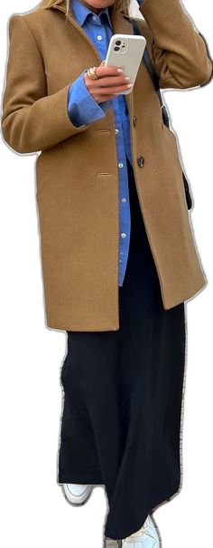 Chic Brown Long Wool Coat, Long Camel Wool Coat For Work, Chic Brown Wool Coat With Notch Lapel, Brown Wool Coat With Lapel Collar For Office, Camel Long Wool Coat For Workwear, Chic Brown Long Pea Coat, Chic Long Brown Pea Coat, Long Brown Wool Coat For Office, Brown Notch Lapel Wool Coat For Winter