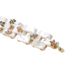 Affinity Bracelet Set in 20K Yellow Gold with Mother of Pearl, Multicolor Sapphire, Emerald, and Diamonds. 0.77cts diamonds 0.65cts emerald 4.73cts multi-color sapphire 172.31cts mother of pearl 20K yellow gold Luxury White Beaded Bracelets, Luxury White Pearl Jubilee-style Bracelet, Luxury White Diamond Bracelet Gift, Luxury White Mother Of Pearl Bracelets, White Diamond Bracelet With Gemstone For Gift, White Multi-stone Bracelet, Pearl Bracelet, Bracelet Set, Mother Of Pearl