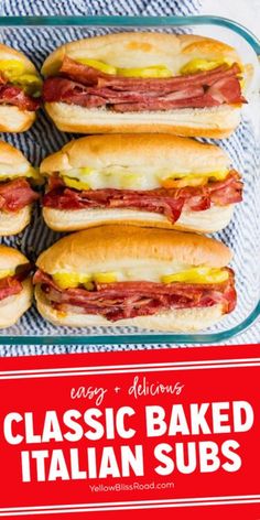 there are many different types of sandwiches in the glass dish on the table with text overlay