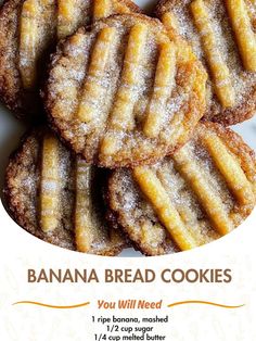 an advertisement for banana bread cookies on a plate