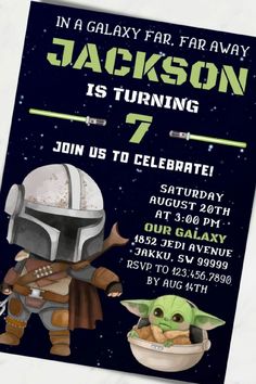 Invite your guests to embark on a quest with a Mandalorian party invitation that hints at thrilling adventures.This rugged design captures the spirit of the bounty hunter, ensuring everyone is ready for an evening of action and camaraderie. See more party ideas and share yours at CatchMyParty.com Mandalorian Party