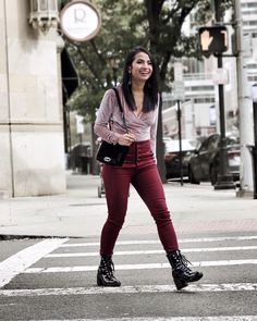 12 Ways To Wear Combat Boots: You'll Fall In Love - The Mom Edit Burgundy Boots Outfit, High Heel Combat Boots, Pink Combat Boots, Heel Combat Boots, Postpartum Fashion, Black Combat Boots