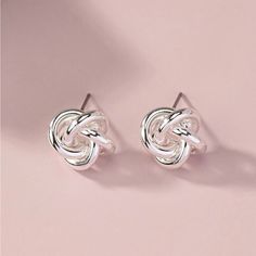 New Knot Stud Earrings Silver Tone Alloy Stainless Post Approx. 0.4” Knot Stud Earrings, Stud Earrings Silver, Knot Studs, Jewelry Elegant, Silver Earrings Studs, Earrings Silver, Knot, Silver Tone, Jewelry Earrings