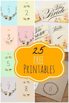 the 25 free printable wedding table numbers