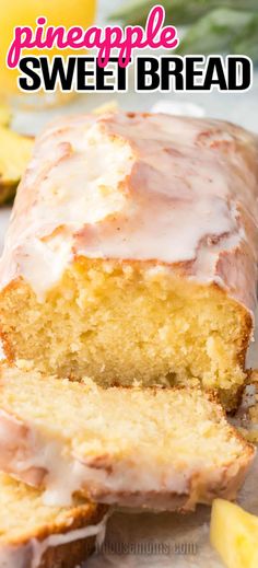 a loaf of pineapple sweet bread with icing