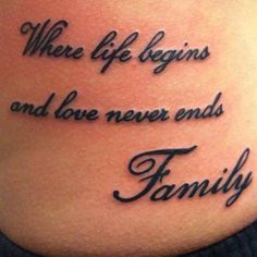 an image of a woman's stomach with the words, where life begins and love never ends family