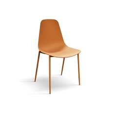 an orange chair on a white background with the seat upholstered to it's back