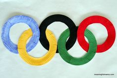 the olympic rings are made out of paper plates