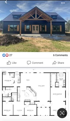 the floor plan for a house with two levels and an open living area in it