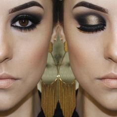 maquiagem preto e dourado, perfeito, lindo Party Make-up, Gold Makeup, Makeup Goals, Natural Makeup Looks, Eye Make, Beauty Videos, How To Make Hair, Beauty Inspiration, Diy Beauty