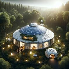 an artist's rendering of a futuristic house in the woods