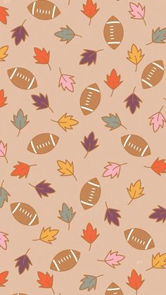 an image of leaves and footballs on a pink background for wallpaper or fabric