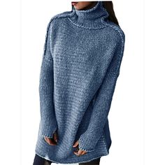 Women's Solid Colored Pullover Jumper Long Sleeve Sweater Cardigans Turtleneck White Blushing Pink Brown 2021 - AU $52.35 Solid Color High Neck Sweater With Relaxed Fit, Cozy Relaxed Fit Solid Color Sweater, Casual High Neck Cozy Fit Sweater, Relaxed Fit Solid Color Long Sleeve Sweater, Blue High Neck Sweater For Fall, Casual Chunky Knit Long Sleeve Top, Relaxed Fit Chunky Knit Winter Top, Winter Chunky Knit Relaxed Fit Top, Chunky Knit Tops For Winter Loungewear