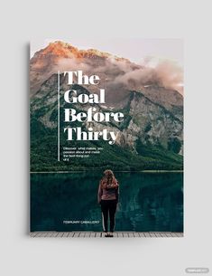 the goal before thirty book cover with a woman standing on a dock in front of mountains