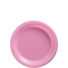 a pink plastic plate on a white background