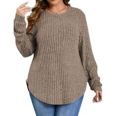 Fantaslook Womens Plus Size Tops Crewneck Long Sleeve Shirts Fall Loose Tunic Tops Curved Hem Pullover Plus size womens clothes is designed with both style and comfort in mind, casual tunic tops are perfect for any occasion. Womens shirts crewneck design offers a classic look, while the long sleeves provide warmth during the cooler months. The blouses curved hem adds a touch of modern flair, ensuring you stay fashionable. Crafted from high-quality, breathable soft fabric, long sleeve shirts for Women Fall Tops, Tunic Tops Summer, Fall Sweaters For Women, Fall Pullover, Loose Tunic, Fall Tops, Flowy Shirt, Tunic Tops Casual, Crewneck Design