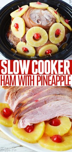 slow cooker ham with pineapples and apples