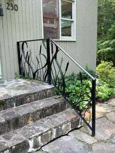 a set of stairs leading up to a house