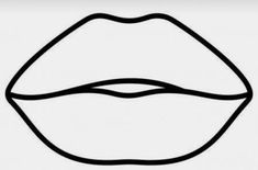 a black and white drawing of a mouth with one line drawn across the top of it