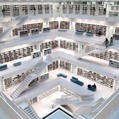 an aerial view of a large library filled with books