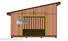 the side view of a shed with measurements