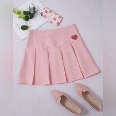 Pink Pleated High Waist Strawberry Skirt. Very Cute And Modern. 80% Polyester 20 % Cotton. Very Light Weight And Breathable. Perfect For Summer And Spring. Size 8/10 Pink Summer Mini Skirt For School, Pink Mini Skirt For School In Summer, Cute Solid Color Summer Skirt, Cute Summer Pleated Skirt, Cute Pleated Mini Skirt For Spring, Cute Pleated Skirt For Summer, Summer School Pink Pleated Skirt, Cute Skort For School, Pink Pleated Skirt For School In Summer