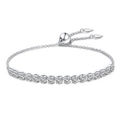 PRICES MAY VARY. Elegant Design：This exquisite tennis womens bracelets features a dangling heart design with sparkling zircon inlaid in the middle of your wrist, and the adjustable length can be worn by anyone. Special surprise：Supplied with branded jewerly box, equipped with professional silver polishing cloth, unique draped heart design, whether for a special occasion or just to express your feelings, you can give this bracelet as a surprise. Adjustable Length：This silver bracelets for women i Silver Bracelets For Women, Sports Jewelry, Classic Bracelets, Sterling Bracelets, Elegant Bracelet, Classic Jewelry, Bracelets For Women, Bracelet Crafts, Silver Earrings Studs