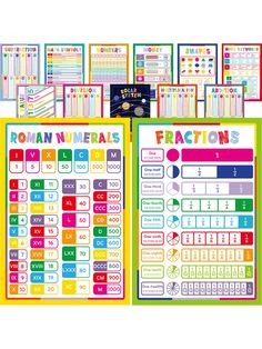 the roman numerals worksheet is shown in three different colors and sizes