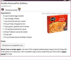 a box of macaroni and cheese sitting on top of a web page