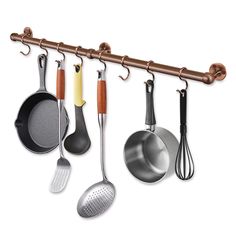 PRICES MAY VARY. 【HANGING POT RACK WITH ADJUSTABLE S HOOKS】The hanging pots and pans rack comes with 1 tube, 2 wall brackets, 1 connecting bracket, 8 S hooks and screws. ROTHLEY stylish and functional rod for hanging pots is designed to provide efficient storage and organization for your cooking essentials, bringing you a neat and tidy kitchen setting. The anti-drop s hooks are The sliding s hooks provided are secure on the rail, ensuring that your pots and pans stay securely in place 【POT RACK Pot Hanger Kitchen, Pot And Pan Hanger, Pots And Pans Rack, Hanging Pots And Pans, Hanging Kitchen Utensils, Pan Hanger, Hanging Pot Rack, Pot Hangers, Utensil Hanger