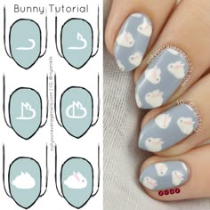 Bunny Nail Art, Kawaii Nail Art, Anime Nails, Bunny Design, Kawaii Nails, Pretty Nail Art, Easter Nails