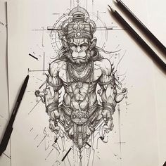 Artistic Hanuman Tattoo Files Hanuman Design, Ram Art, Tattoo Sizes, Hindu Tattoos, Electric Tattoo, Dark Tattoos, Spiritual Pictures, Tattoo Process