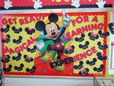 a mickey mouse bulletin board in a store