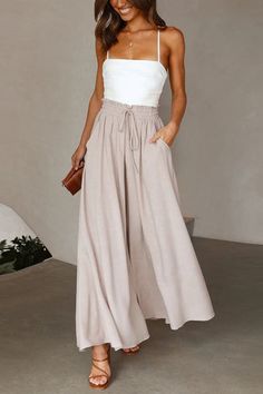 Women Fitness Outfits, Look Boho Chic, Wide Leg Palazzo Pants, Bohol, Pants Loose, Hannah Montana, Maxi Robes, Causual Outfits, Trouser Style