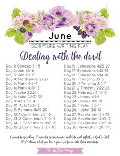 the daily schedule for june with flowers on it