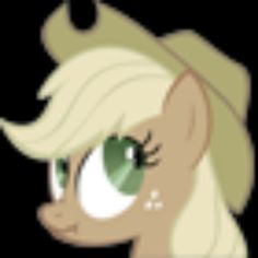 the face of a blonde haired pony with green eyes