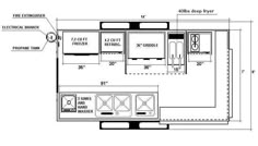 the floor plan for a mobile home with an additional kitchenette and dining room area