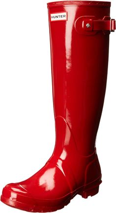 PRICES MAY VARY. Natural rubber Handcrafted Waterproof Textile lining Original calendered outsole Adjustable strap to enhance fit Red Hunter Boots, Rain Boot Outfit, Hunter Wellies, Womens Rain Boots, Wellington Boots, Boots Knee, Women Hunters, Rain Boot, Autumn Fashion Casual