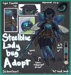 the character sheet for steellue lady bug adopt