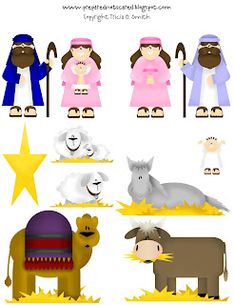 an image of the nativity scene with animals and sheeps in different stages of development