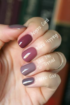 Essie Mauve Comparison : Merino Cool, Angora Cardi, Island Hopping & Take Me To Thread | Essie Envy Mauve Nails With Accent, Pedicure Gel, Mauve Nails, Nagellack Trends, Easy Chic, Essie Nail Polish, Essie Nail, Fall Nail Colors