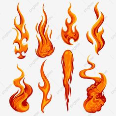 fire flames on a white background, set of different shapes and sizes stock photo - budget conscious