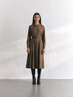 Composition : Outshell: 60%Cotton, 40%PolyesterColor : Brown_55, Brown_66Country of Origin : China Khaki Knee-length Fall Dress, Khaki Knee-length Dress For Fall, Spring Business Collared Midi Dress, Knee-length Khaki Dress For Fall, Chic Brown Shirt Dress For Daywear, Khaki Midi Length Dress For Fall, Khaki Midi-length Dress For Fall, Brown Dress For Fall Workwear, Collared Business Dresses For Fall