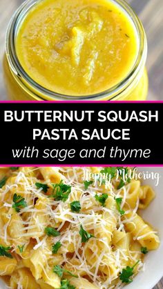 butternut squash pasta sauce with sage and thyme is an easy, healthy dinner