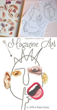 the front cover of a magazine with drawings on it