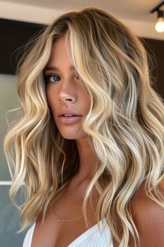 18 Beach-Ready Summer Blonde Hair Ideas That Scream Fun Platinum Blonde To Balayage, Blonde With Carmel Highlight, Short Hair Confidence, Roots Blonde Hair Balayage, Beachy Sun Kissed Hair, Long Hair Blonde Highlights Balayage, Blonde Adding Low Lights, Lived In Bright Blonde Balayage, Surfer Blonde Hair Sun Kissed