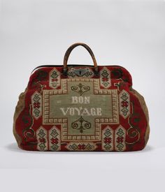 Travel bag for ladies, 1900 – 1930. Exhibition 2015, Museum for communication, Berlin Vinyl Cafe, Inside My Bag, Ivy House, Luggage Labels, Carpet Bag, Gold Hands, Vintage Travel Posters, Fashion Essentials, Crossbody Shoulder Bag